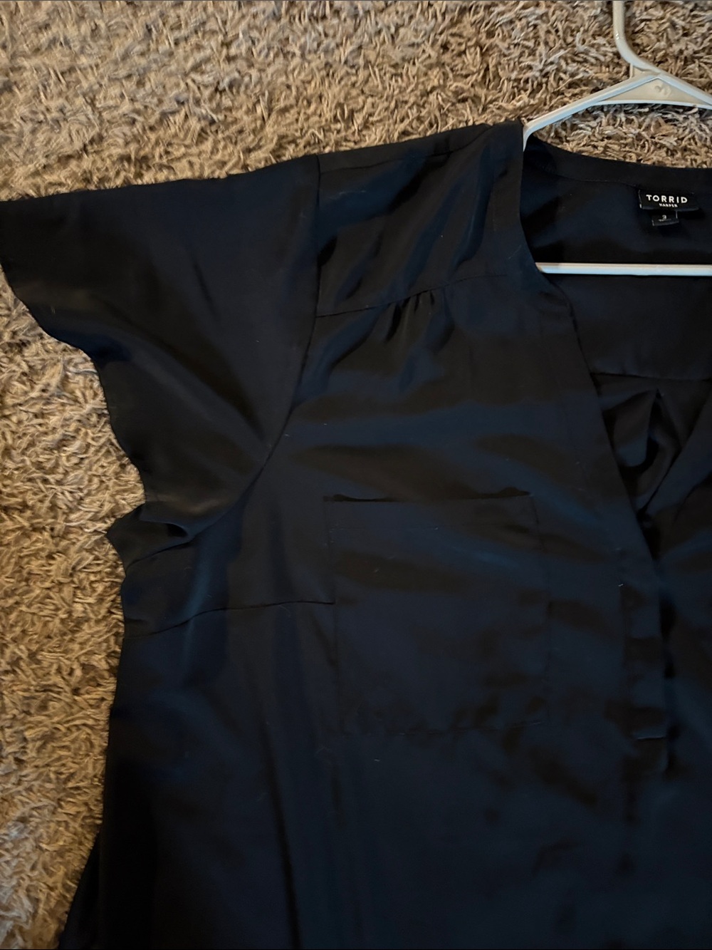 Torrid Harper Blouse Black Split Neck Pocketed Tunic Shirt Plus Size 3x - Picture 4 of 5